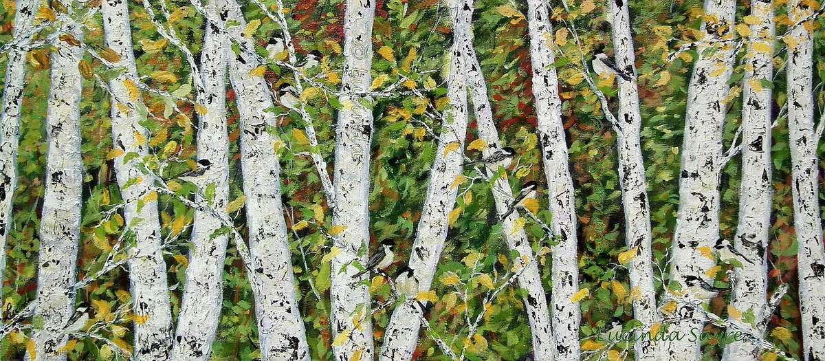 Chickadees Among The Birches